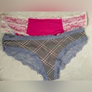 HONEYDEW Pink and Plaid Lace Trim Panties
